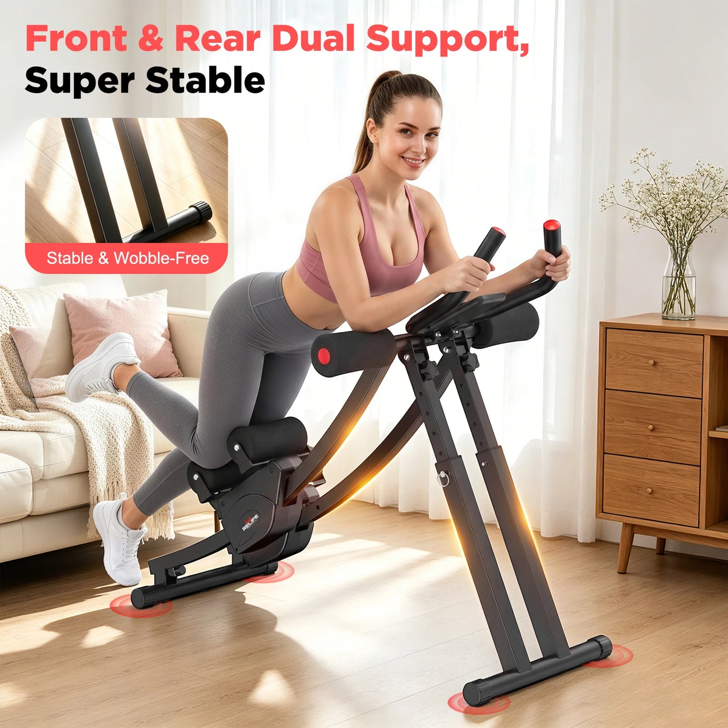 Dual Track Ab Machine Home Fitness Foldable Core Trainer