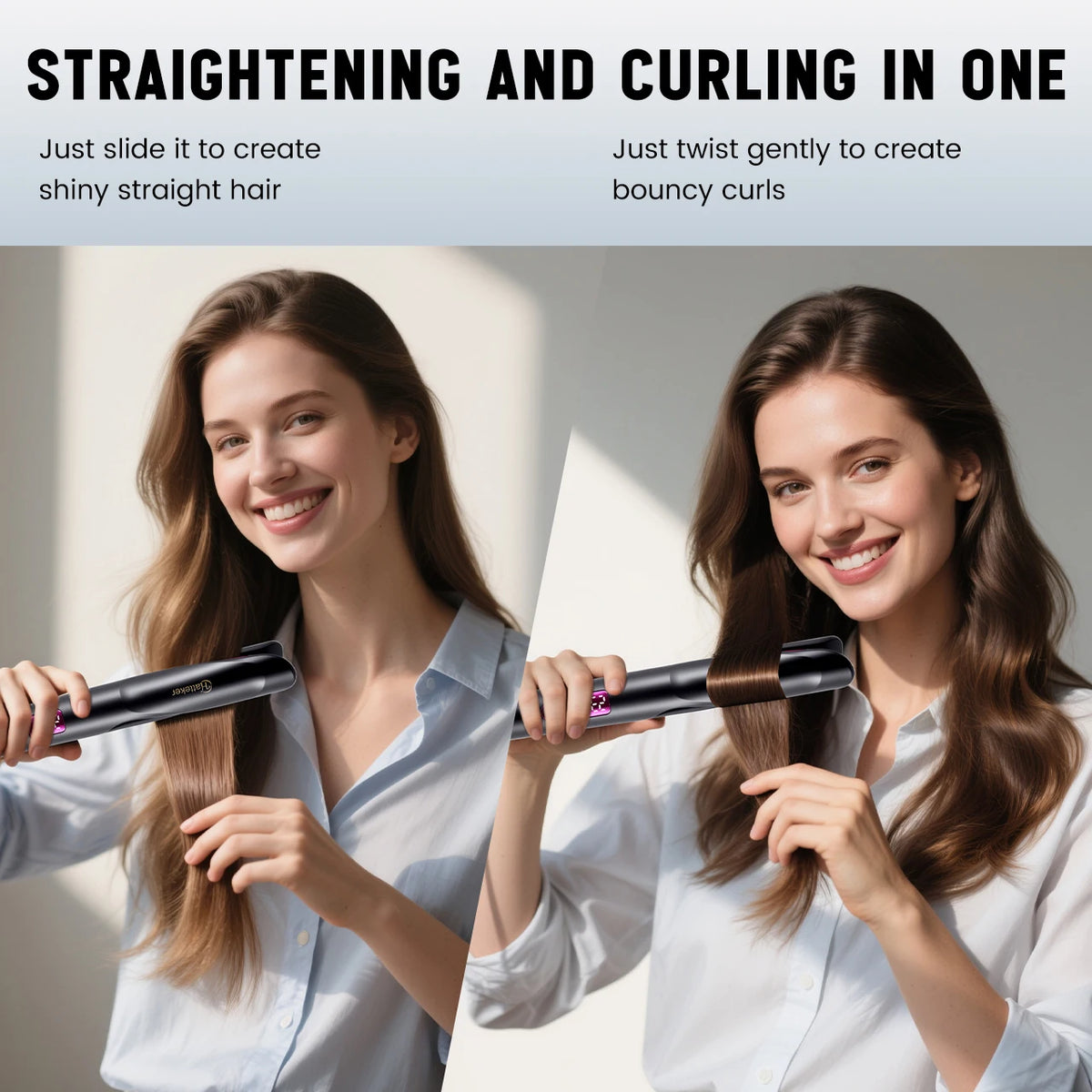 Haetteker Twisted Straightener And Curler Multi-Function Hair Tool