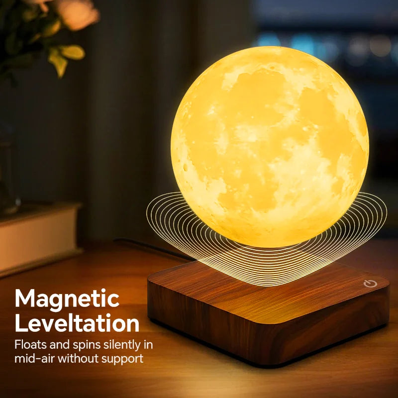 Aiopp Magnetic Floating Moon Lamp With Wooden Base