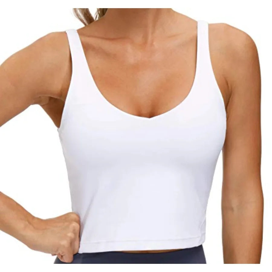 Womens Sports Bra Longline Wirefree Padded Support Bamboo Fiber