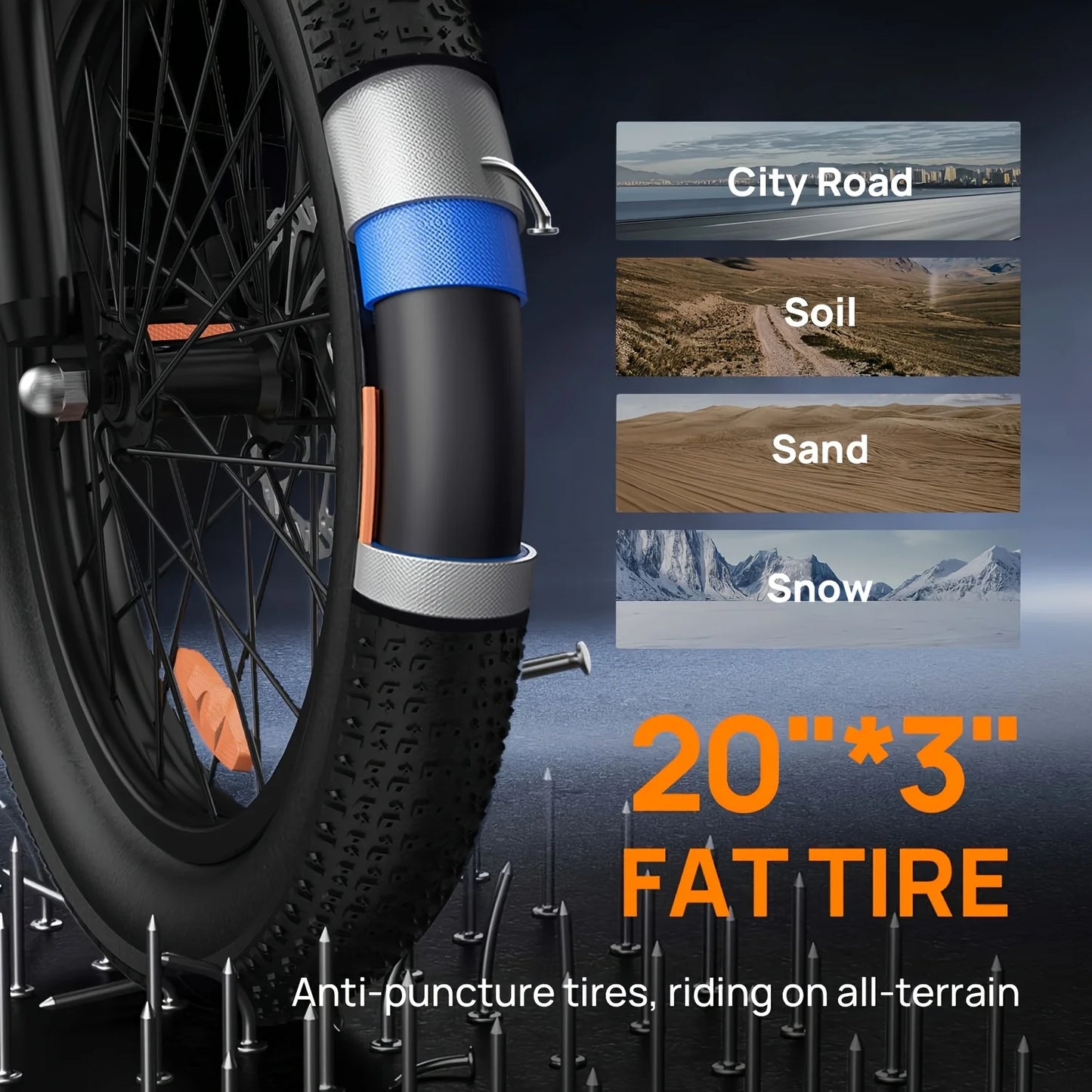 URLIFE 1000W E20 Electric Bike Fat Tire With Removable Battery