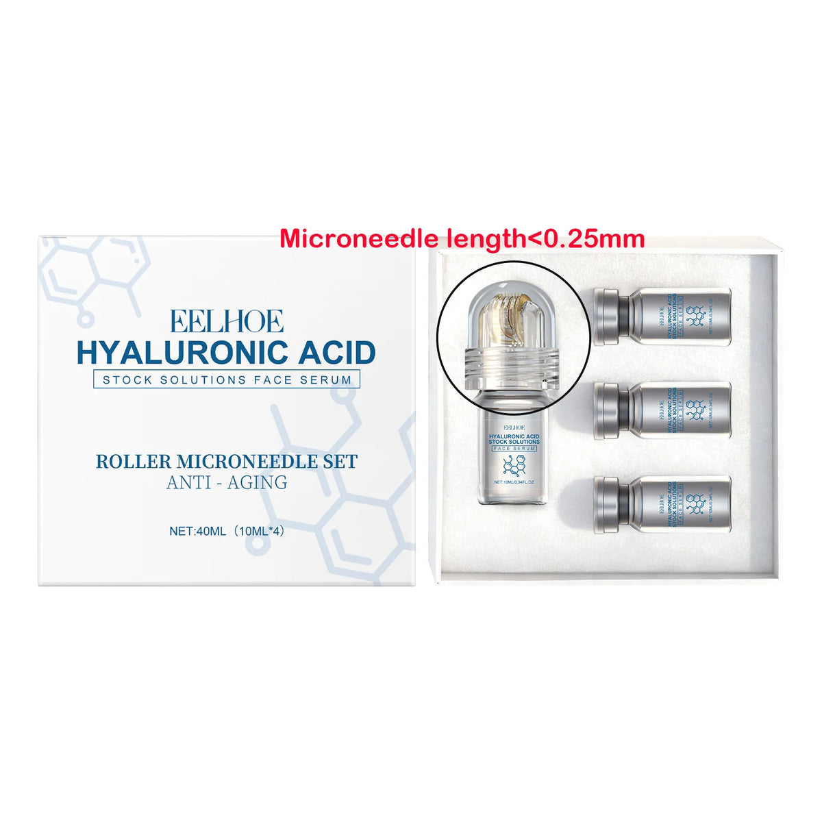 Eelhoe Hyaluronic Acid Facial Serum With Microneedle Roller Set