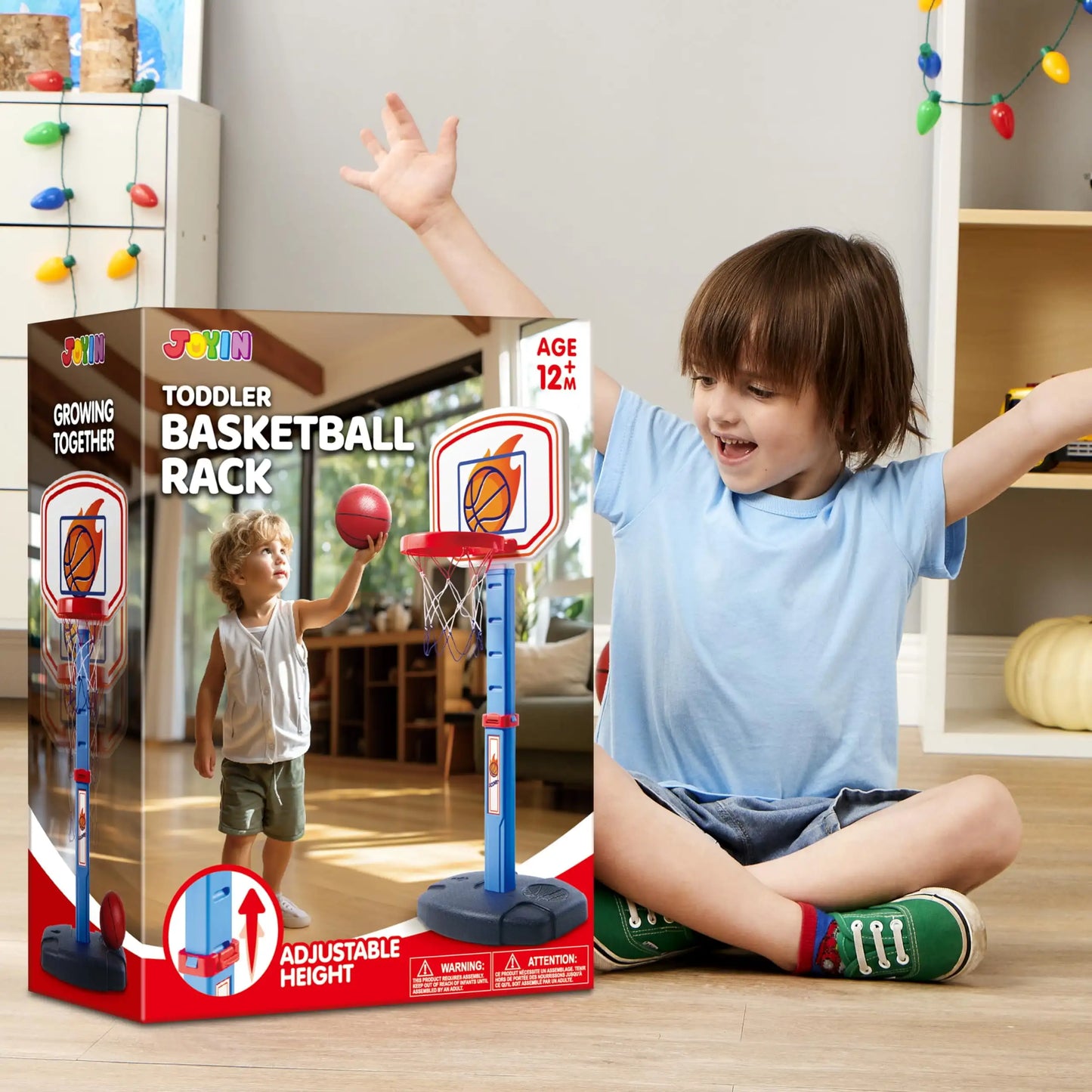 Joyfy Toddler Indoor Basketball Hoop Set With Four Balls
