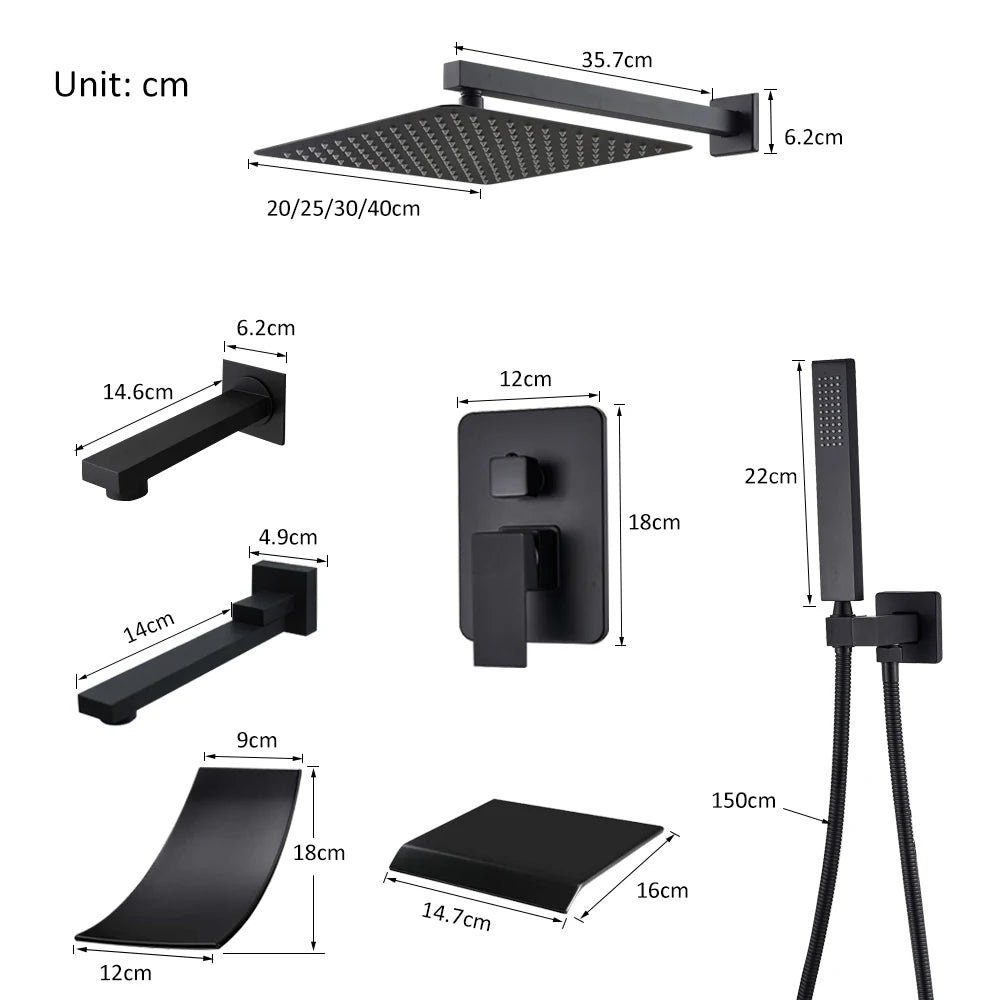 Quyanre Concealed In Wall Digital Shower System With Tub Spout