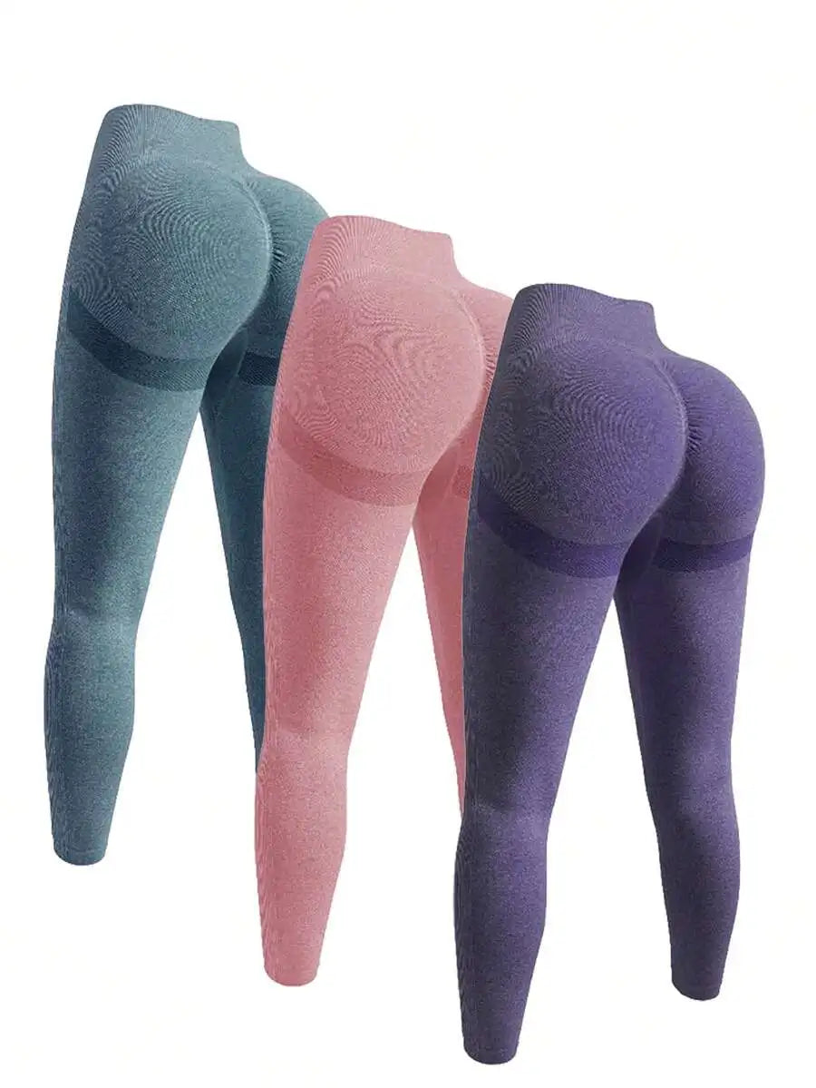 High Waist Seamless Yoga Leggings Pack 3 Soft Stretch Pants