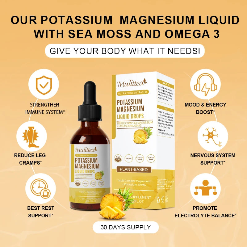 Mulittea Potassium Magnesium Drops With Vitamin D3 Zinc For Cramps