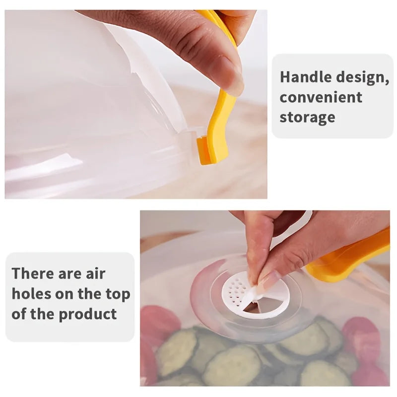 Microwave Food Cover Splash Proof With Steam Vents And Handle