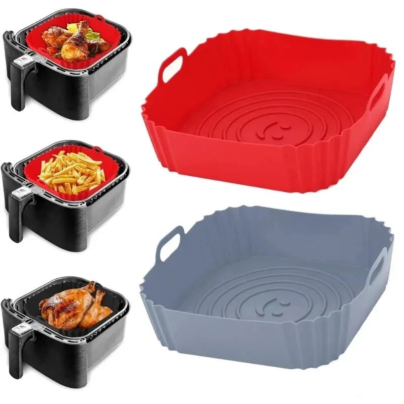 Square Silicone Air Fryer Liners Two Pack Reusable Accessories