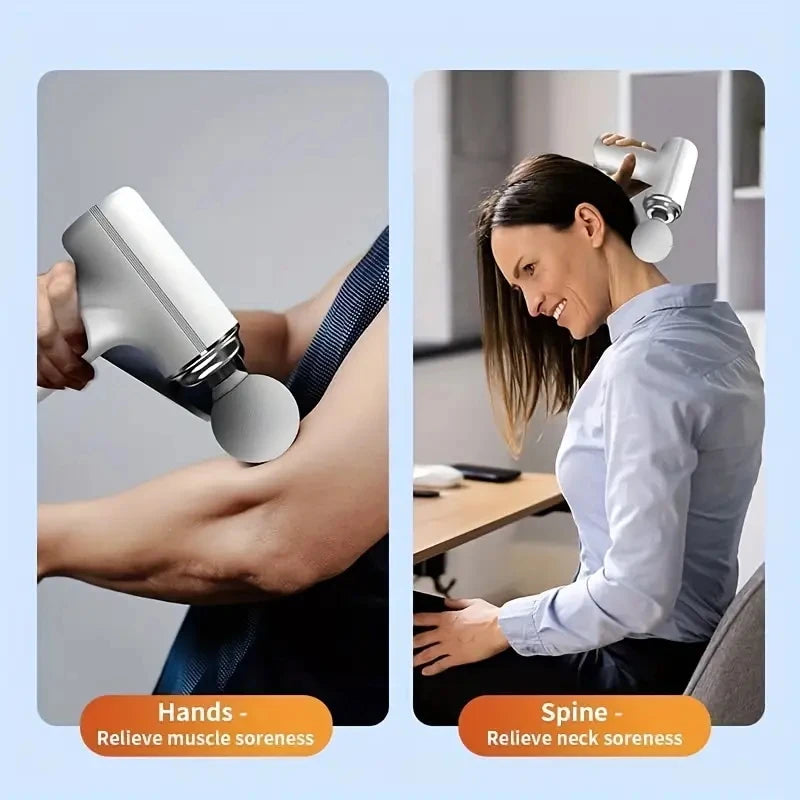 Portable Electric Fascia Massage Gun With Replaceable Heads Six Speeds