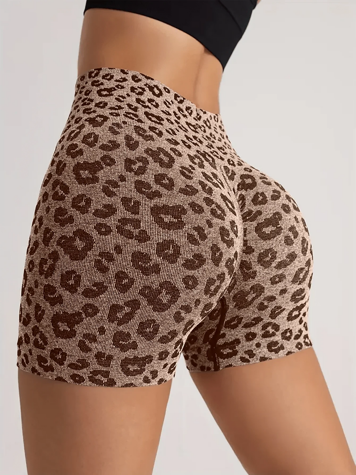 Leopard Print Tummy Control Scrunch Butt Sports Biker Shorts