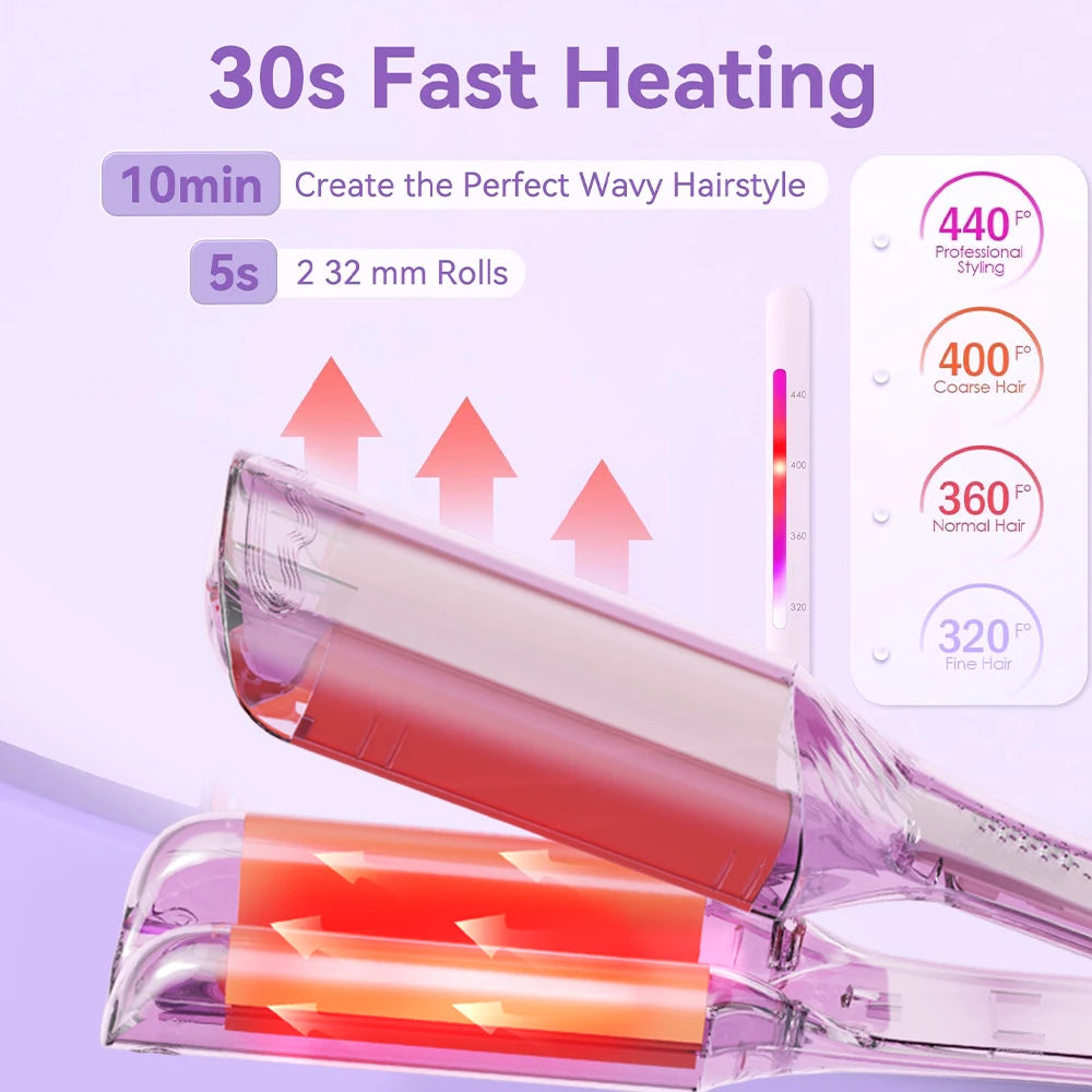 Adjustable Temperature Electric Spiral Hair Curling Iron Styler Wand