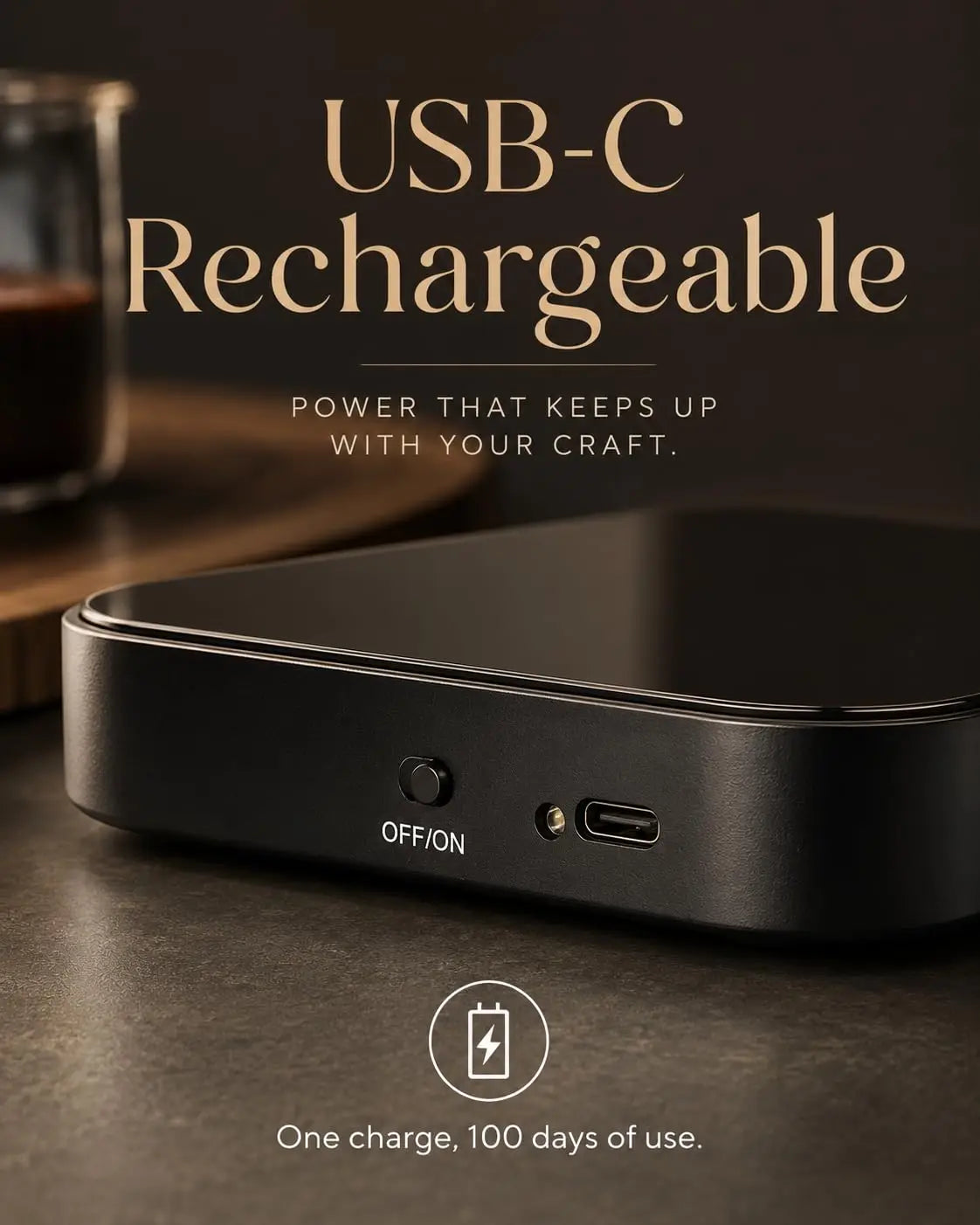 Precision Coffee Scale With Timer 3000g Capacity USB-C Rechargeable