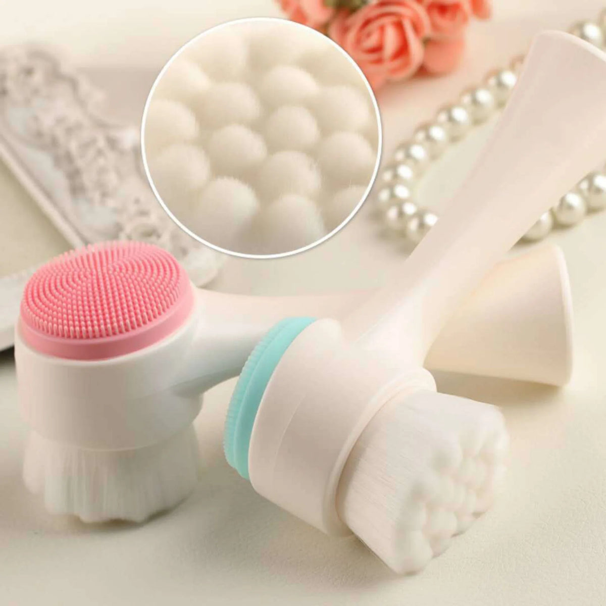 Soft Silicone Double Sided Facial Cleansing Brush For Exfoliation