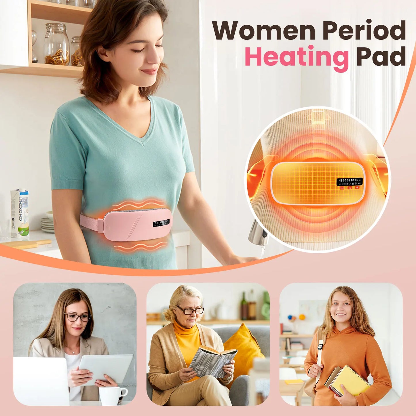 PASTSKY Waist Massage Belt Electric Heating And Vibration For Menstrual Cramps