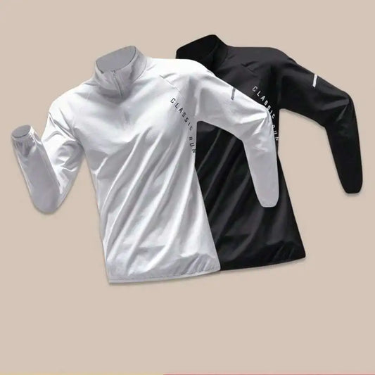 Mens Long Sleeve Half Zip Running Shirt Quick Dry Tee
