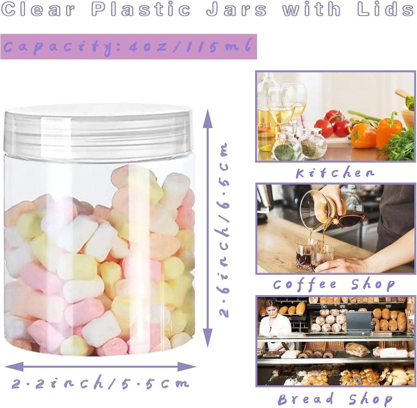 20 Pack Clear Plastic Jars With Lids For Candy Beads