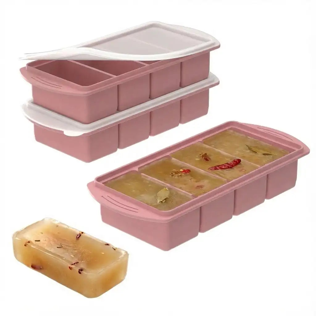 Silicone Freezer Trays With Lids 2 Pack Food Storage Containers Dishwasher Safe