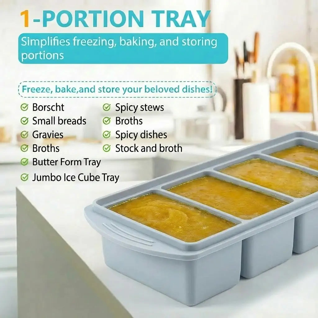 Silicone Freezer Trays With Lids 2 Pack Food Storage Containers Dishwasher Safe
