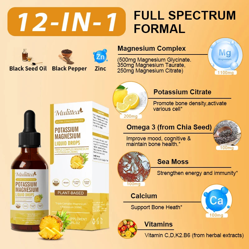 Mulittea Potassium Magnesium Drops With Vitamin D3 Zinc For Cramps