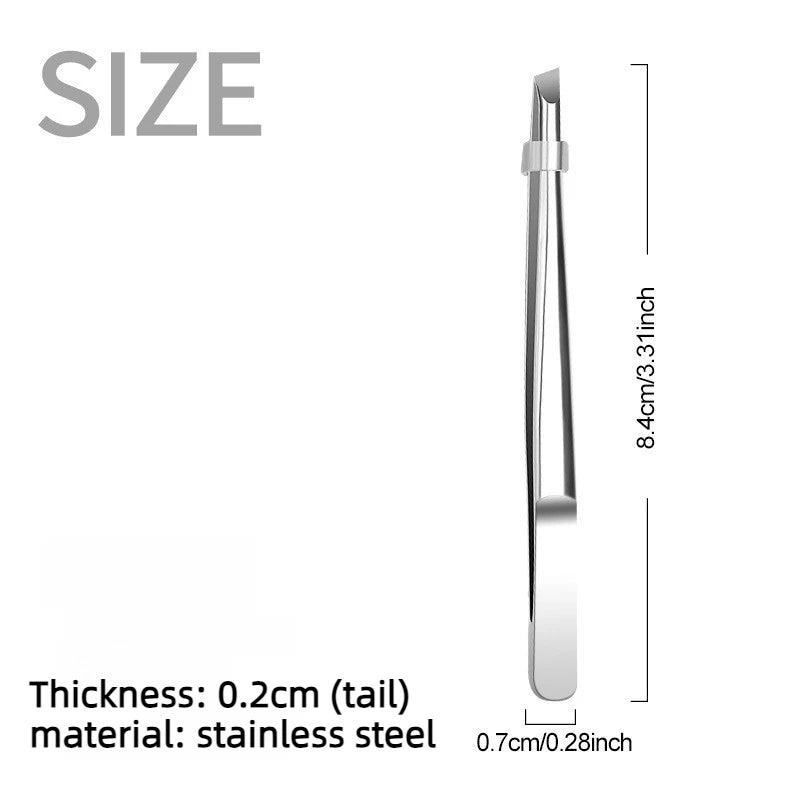 Stainless Steel Precision Tweezers Slant Tip for Facial Hair