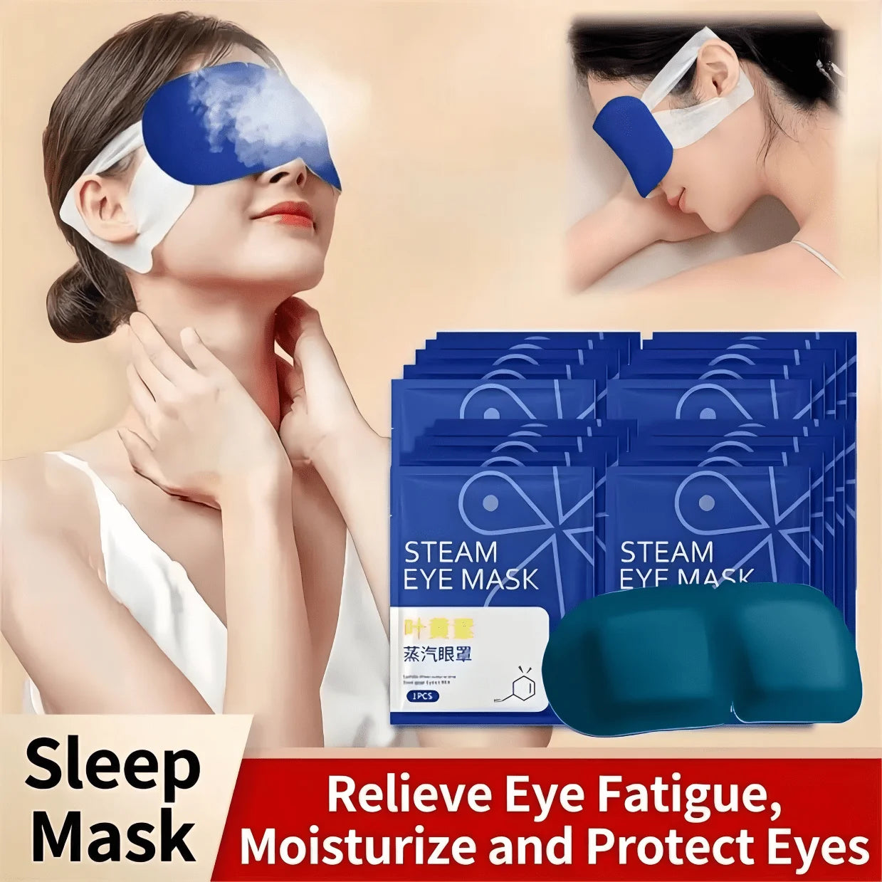 Steam Eye Mask 10 Pack Warm Soothing Therapy Travel Office