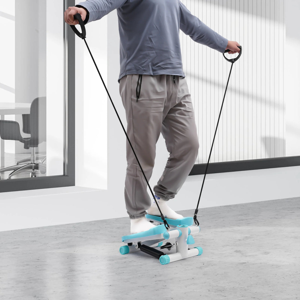 Portable Fitness Stepper With Resistance Bands And LED Display