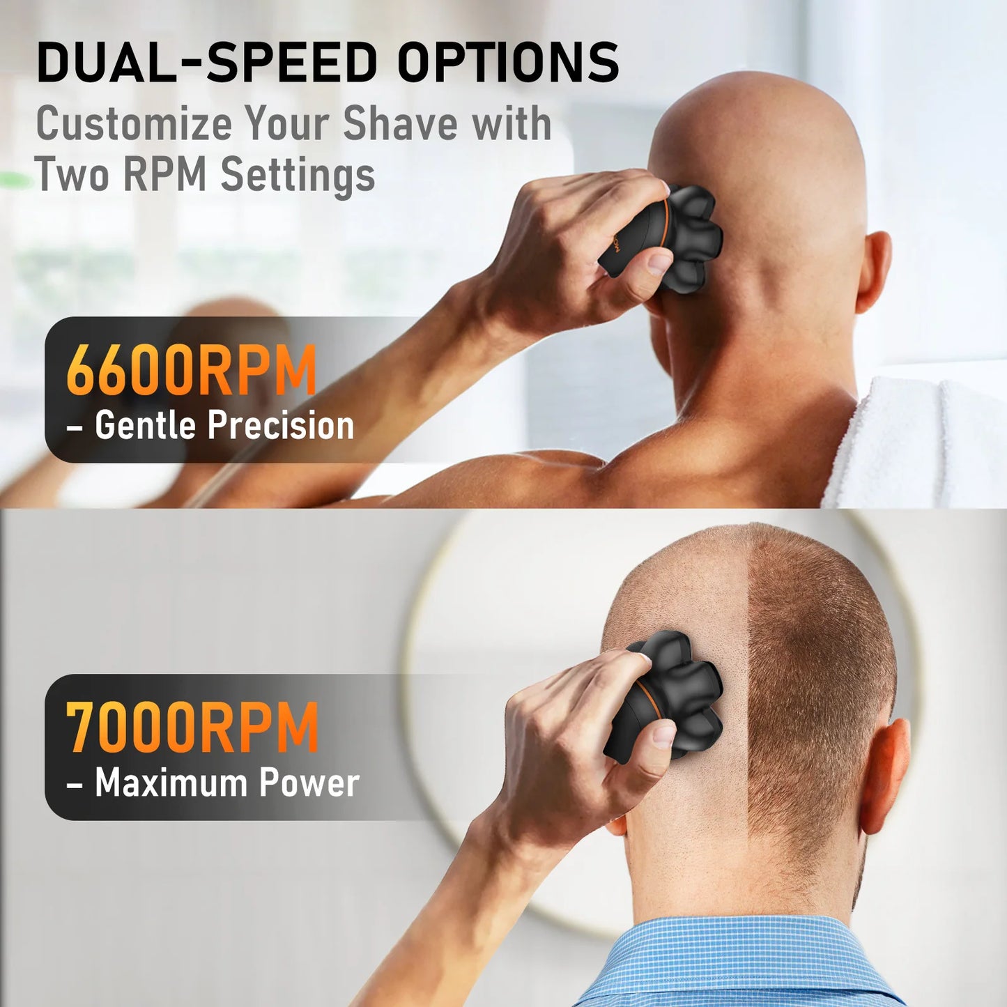 MAXGROOM 7D Head Shaver For Bald Men Waterproof USB Rechargeable