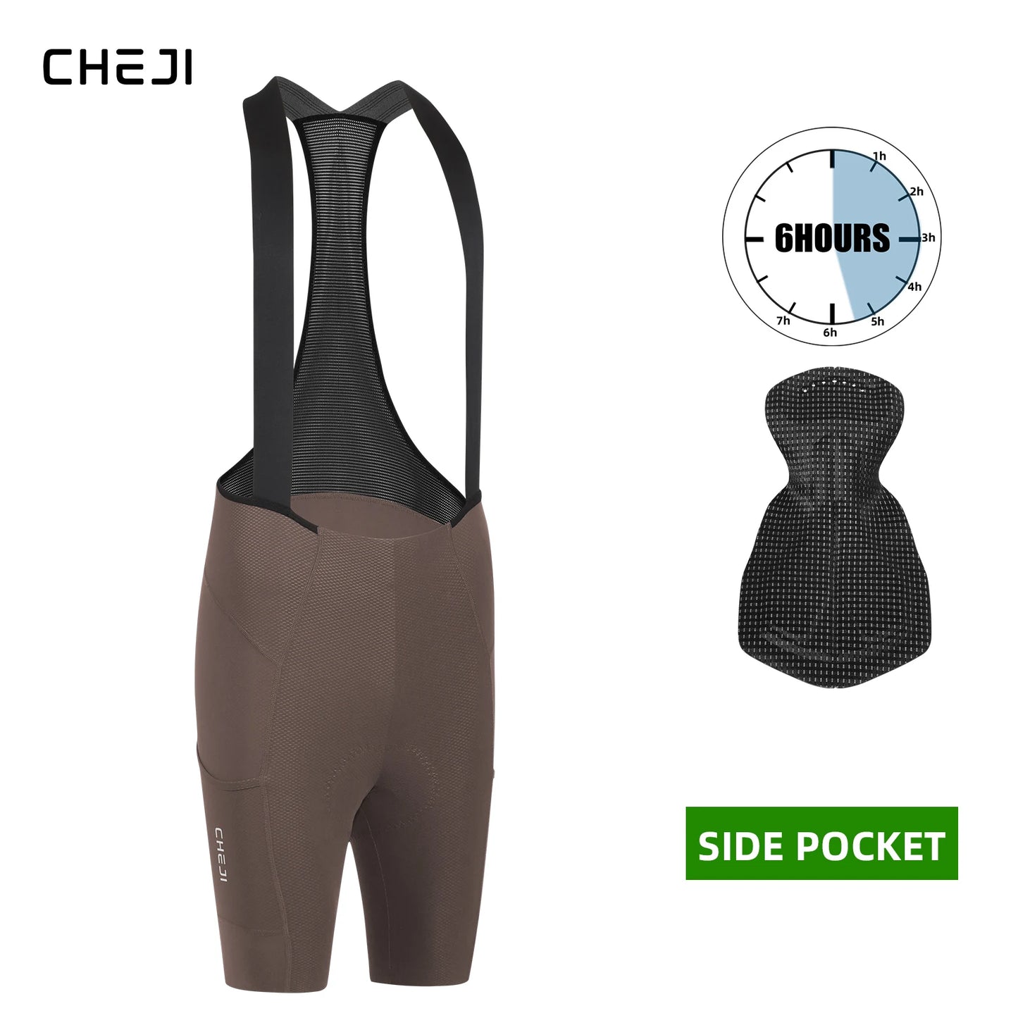 Cheji Mens Cycling Bib Shorts Seamless Quick Dry Breathable Performance