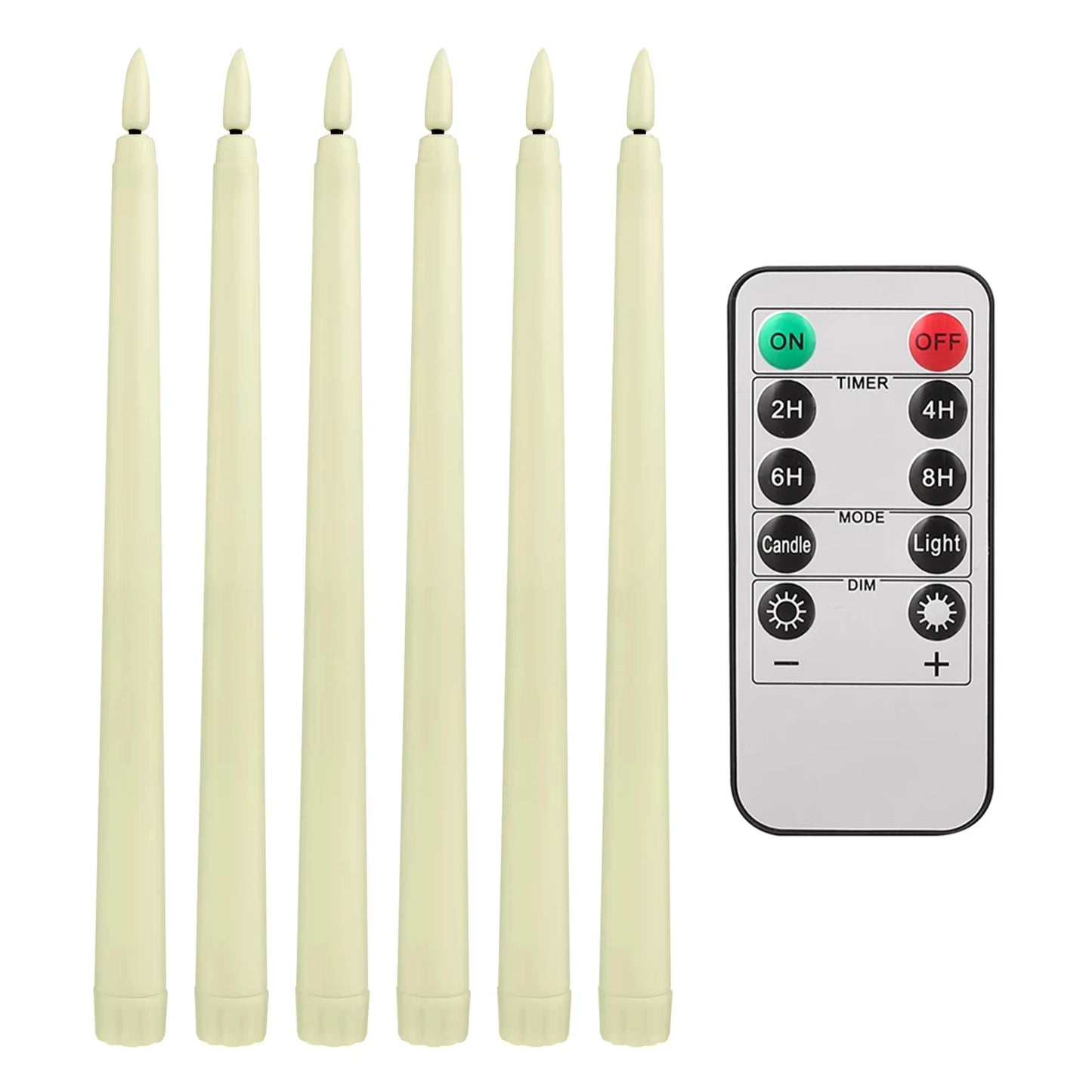 LED Flameless Taper Candles With 10-Key Remote Battery Operated