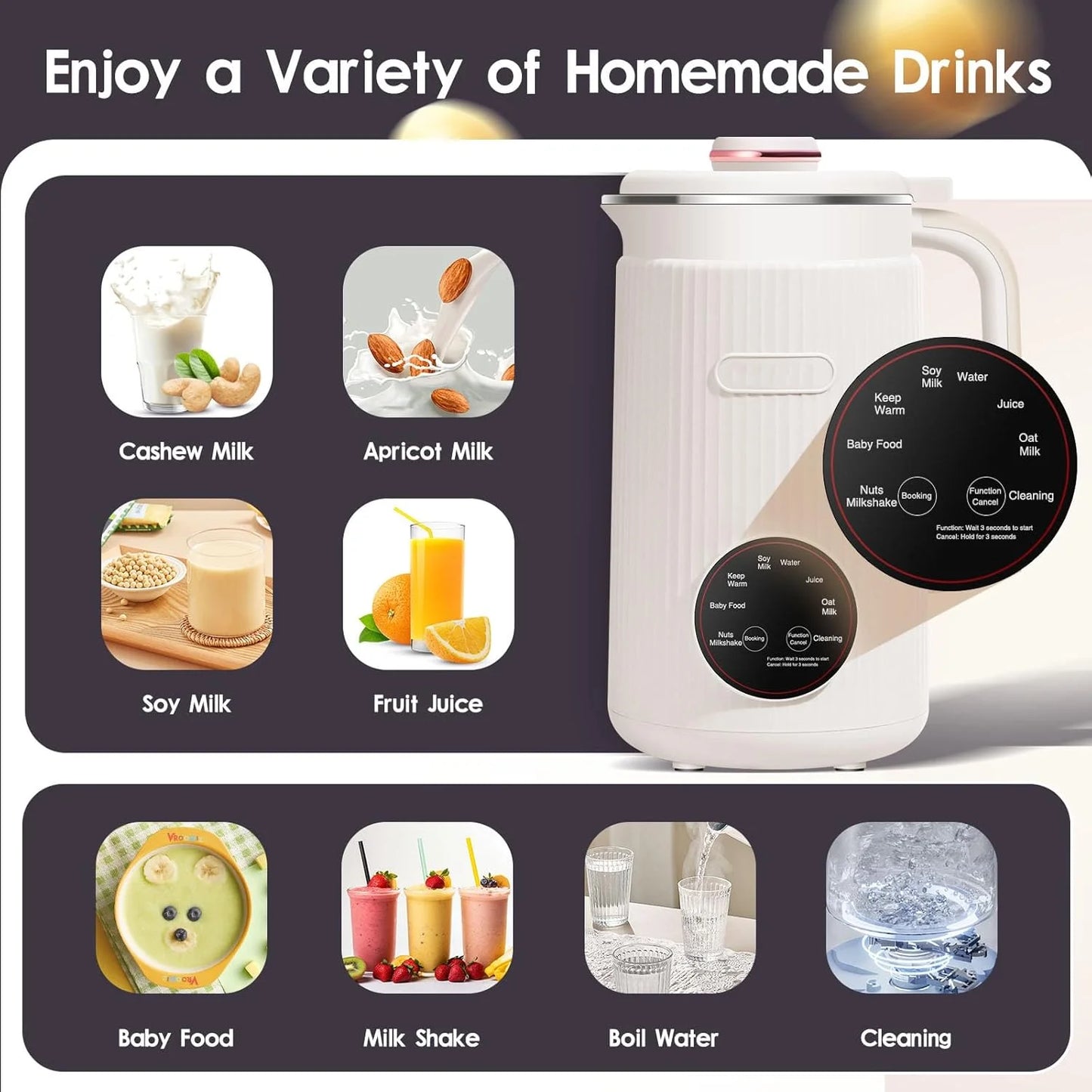 EightInOne Nut Milk And Coffee Maker Auto Self Cleaning