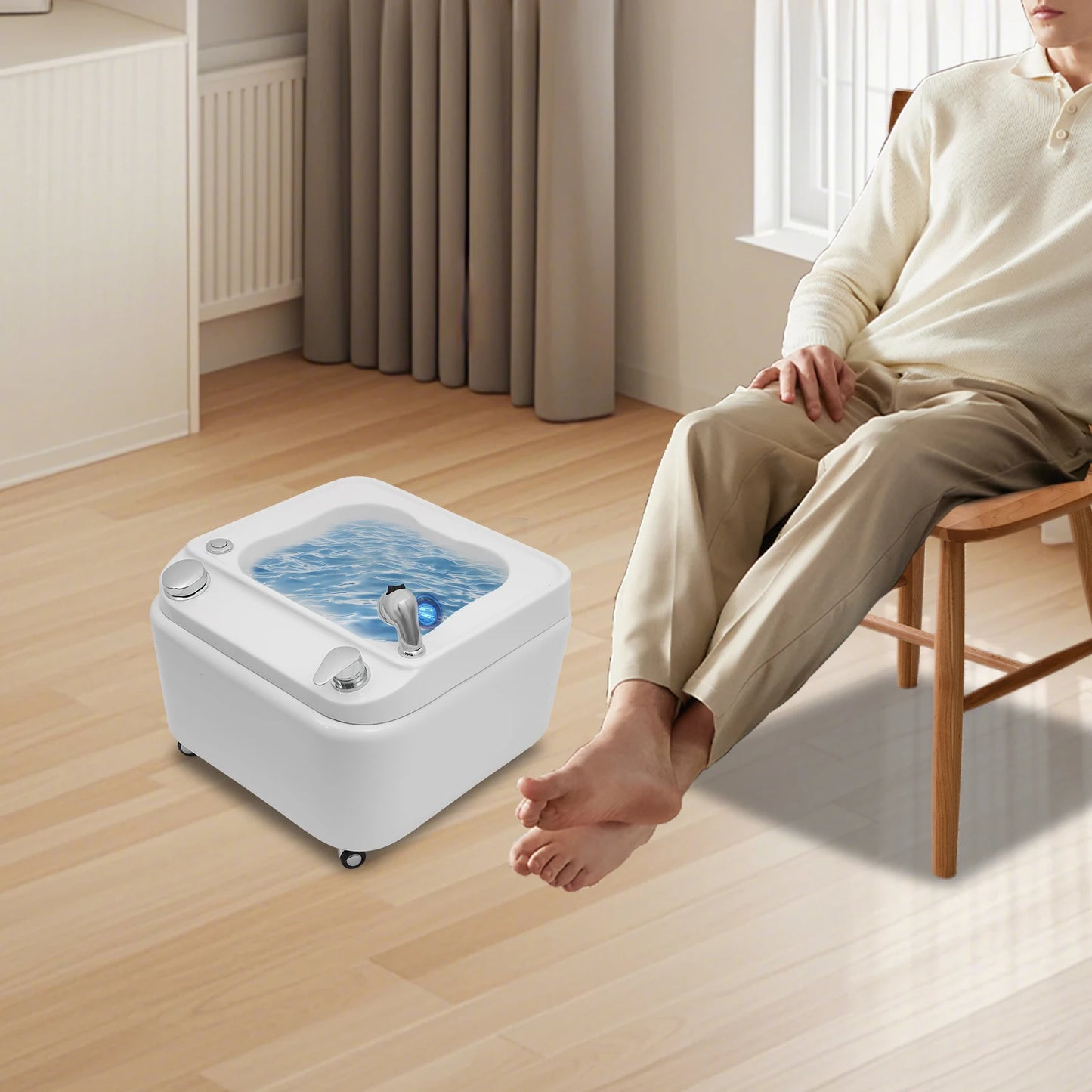 Bymaocar Acrylic Footbath With Massage Spa Tub LED Light