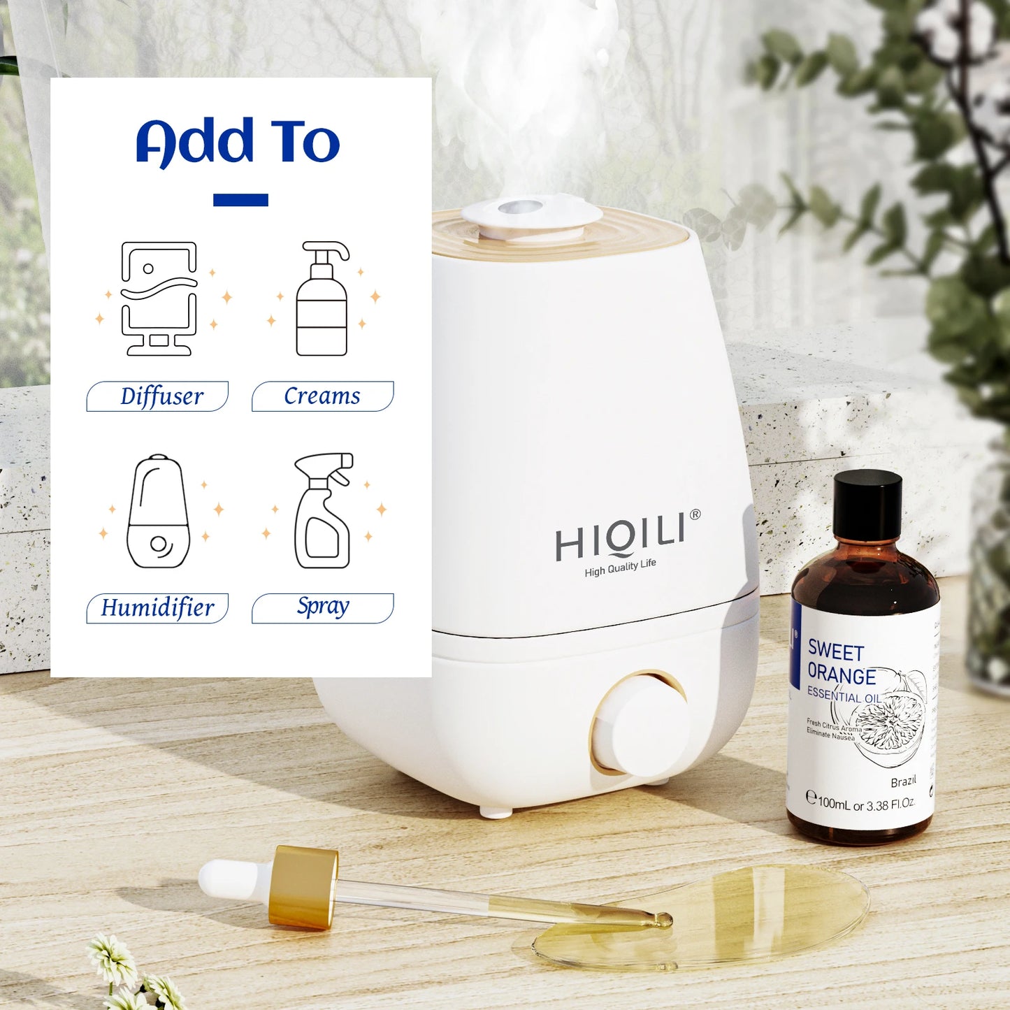 HIQILI Lavender Jasmine Rose Vanilla Mint Eucalyptus Lemon Essential Oils