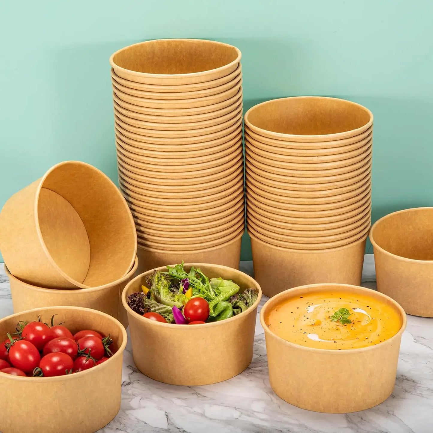 Kraft Paper Lunch Boxes With Lids Ice Cream Noodles