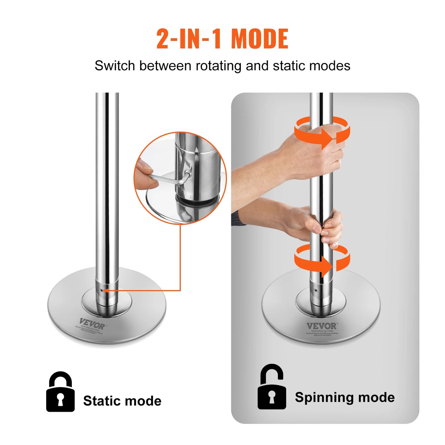 SucceBuy Professional Dancing Pole Kit Portable Spinning And Static Pole
