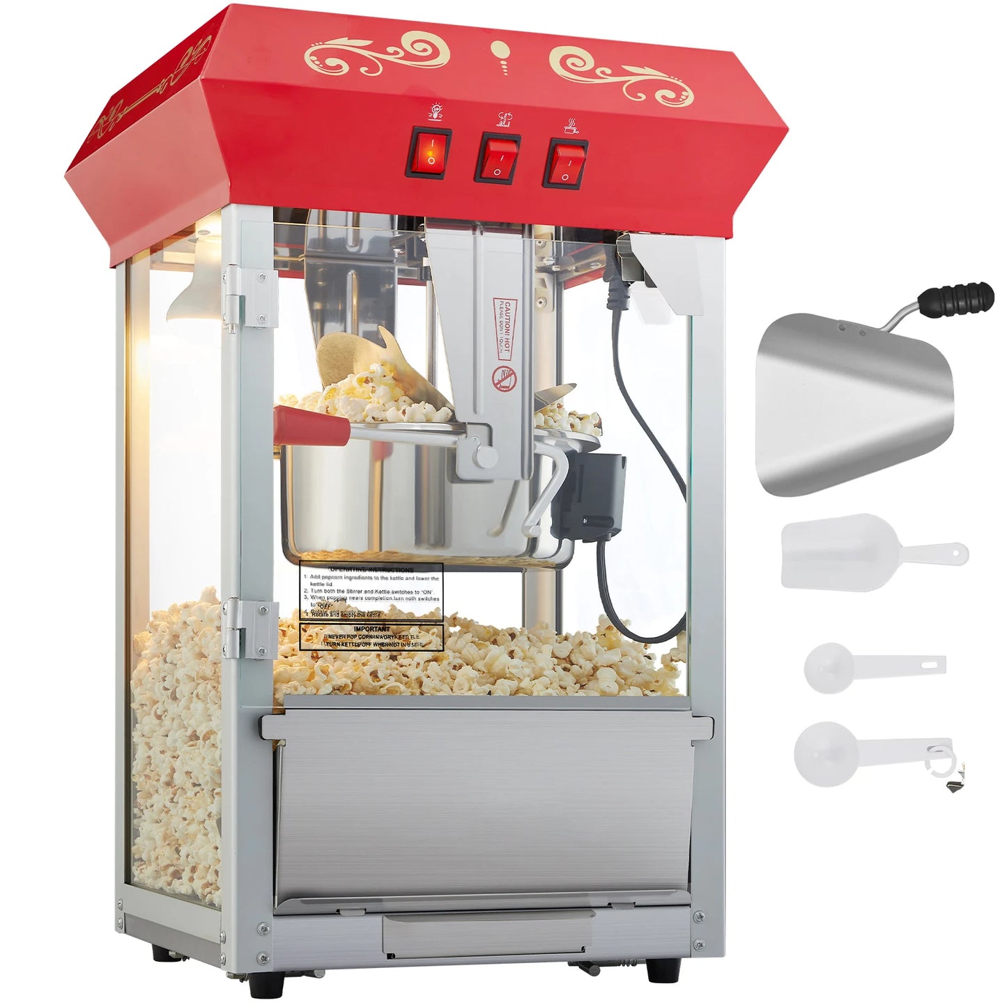 SucceBuy Countertop Popcorn Maker With Tempered Glass Kettle