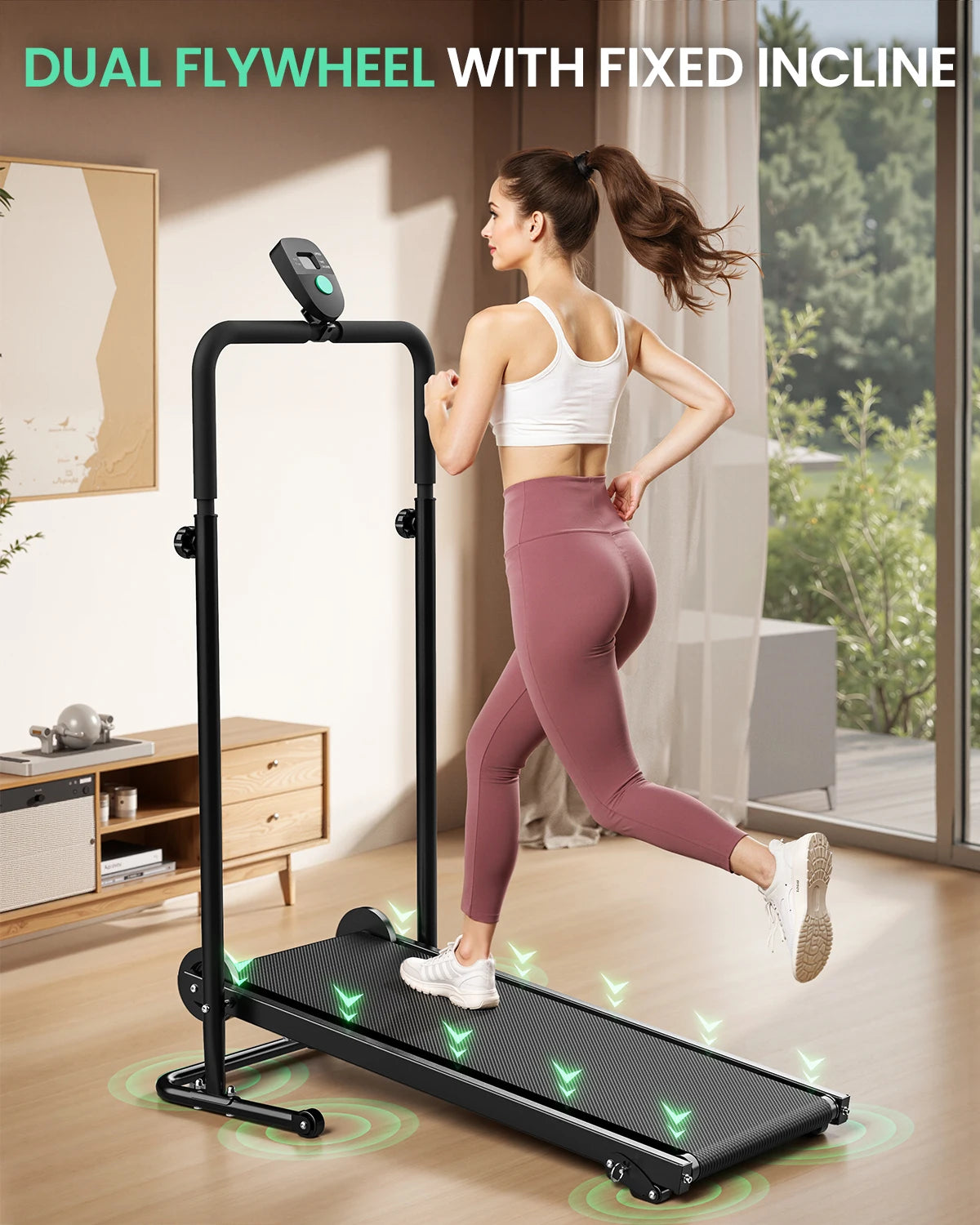 Akluer Motorless Treadmill With Adjustable Incline And Foldable Design