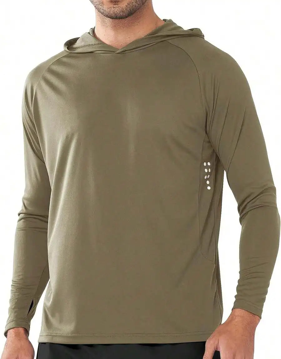 Mens UPF 50 Hooded Long Sleeve Sun Protection Shirt