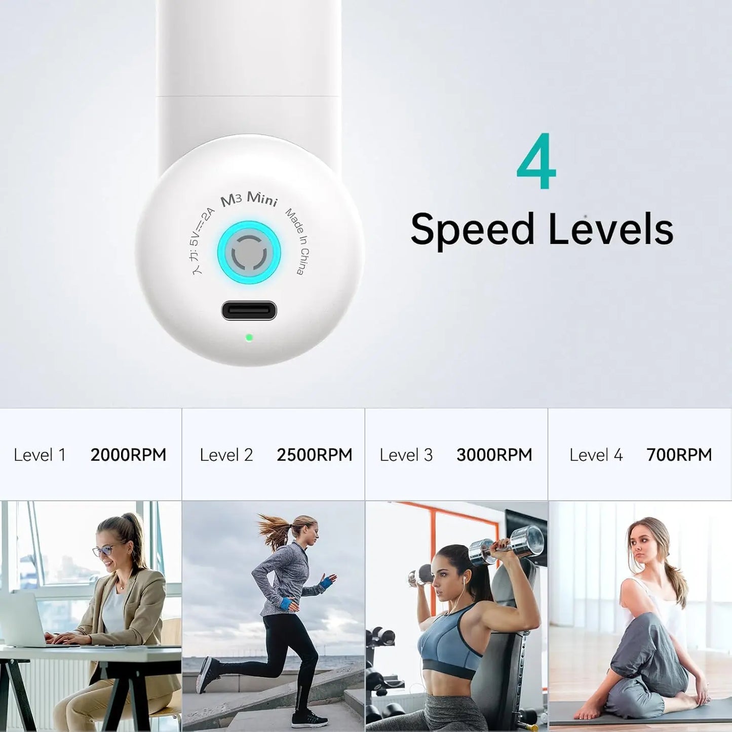 Mini Massage Gun For Pain Relief 7mm Amplitude 4 Levels Portable