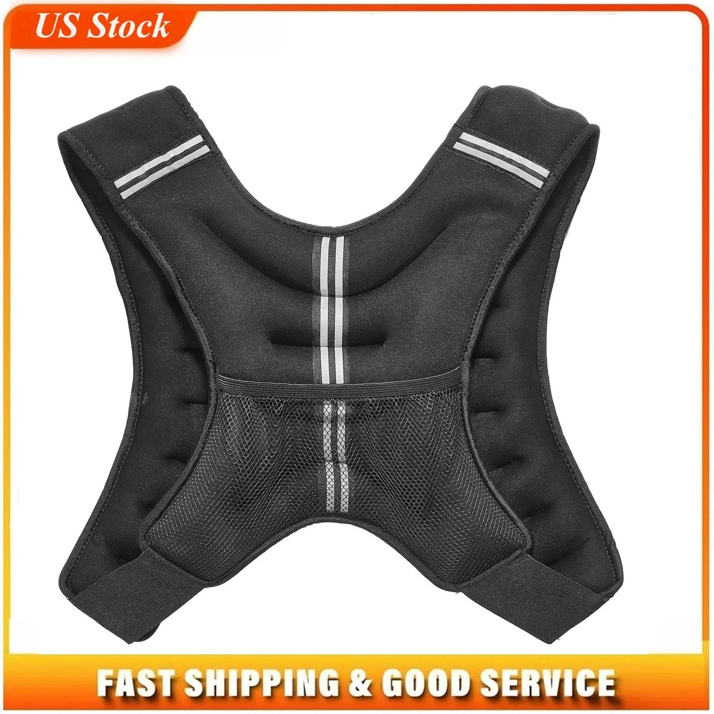 20 Lb Weighted Vest With Reflective Stripe Adjustable