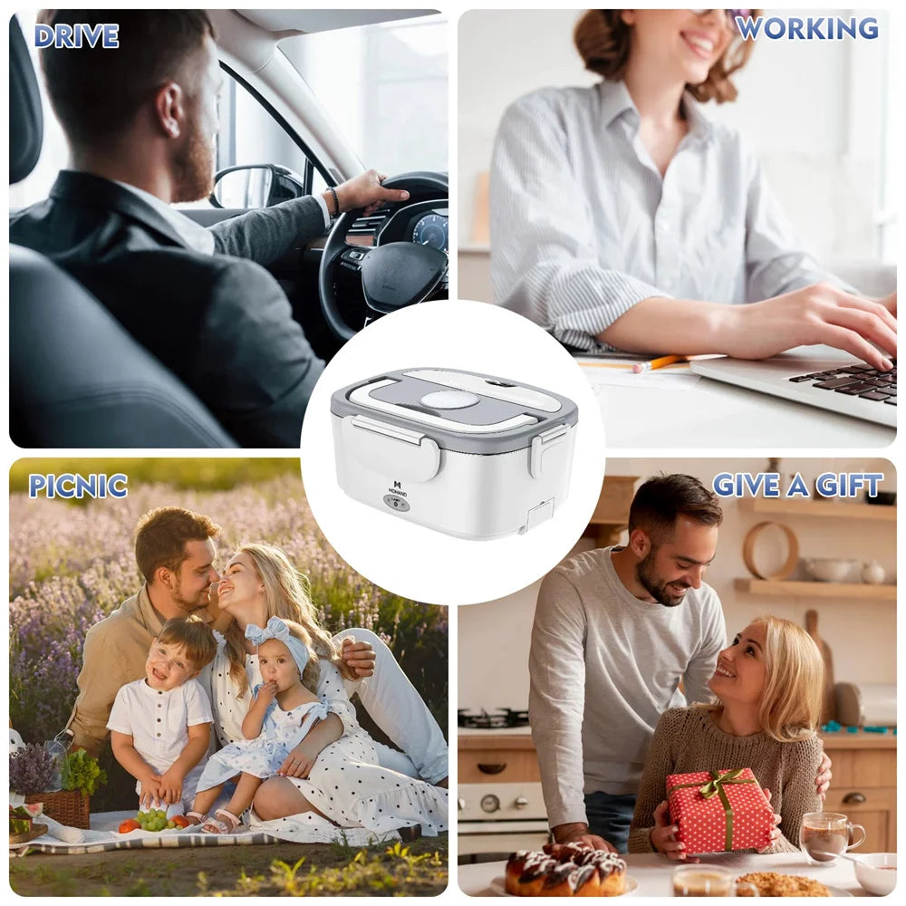 Stainless Steel Electric Lunch Box Food Warmer Leakproof Portable