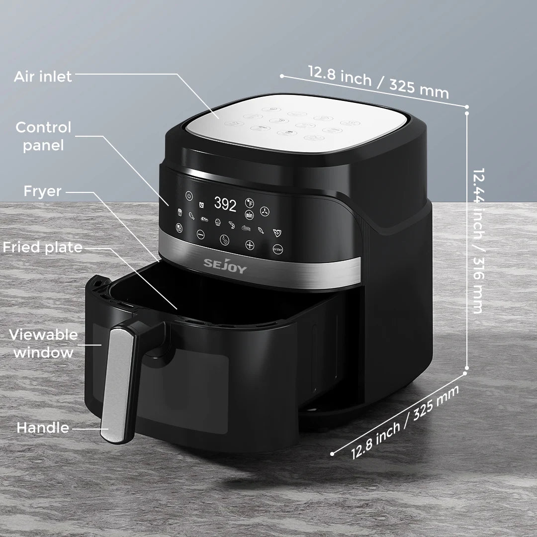 SEJOY 8 In 1 Air Fryer Oven Oilless Cooker Roast Bake Dehydrate Keep Warm
