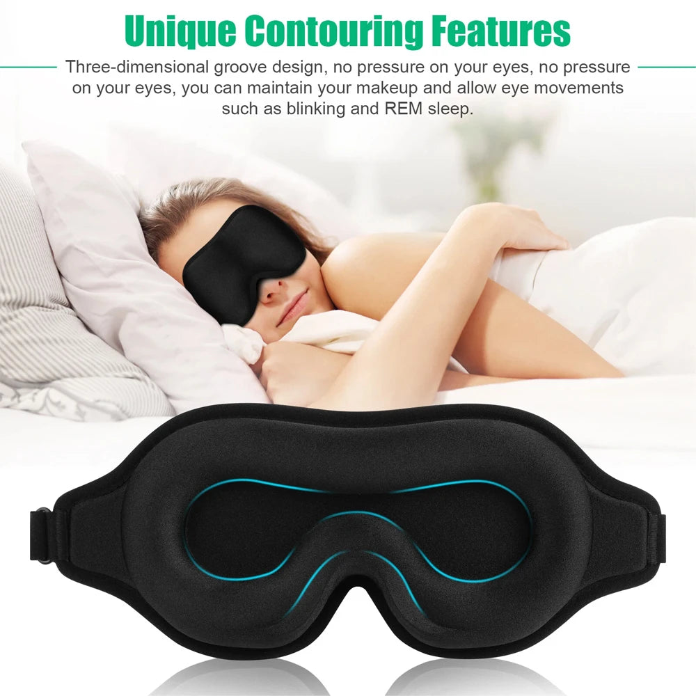 3D Travel Silk Eye Sleep Mask Adjustable Light Blocking Aid