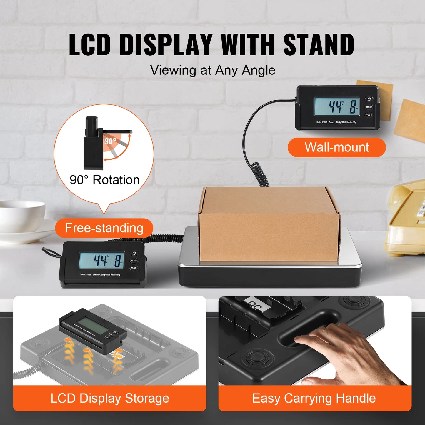 SucceBuy 440Lbs Digital Shipping Scale With Timer And Tare