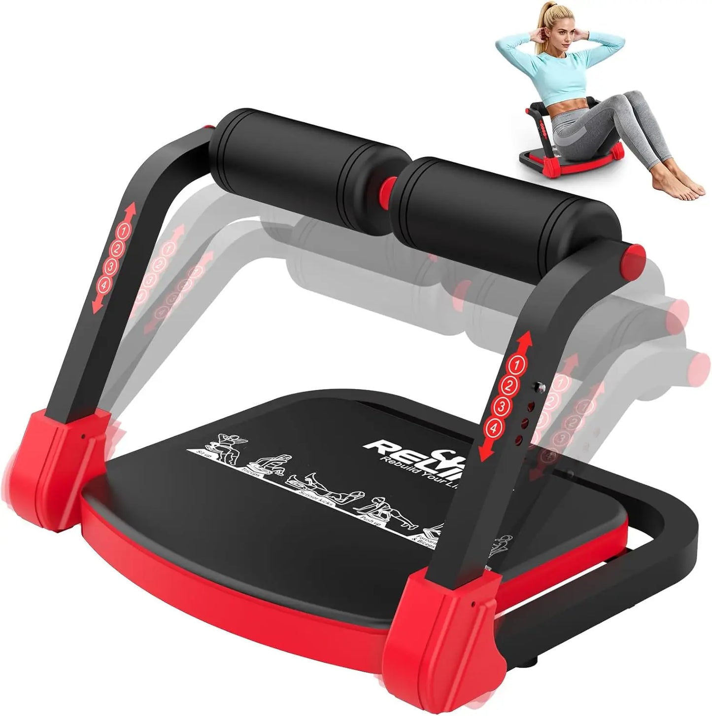 Abdominal Trainer Foldable Home Workout Machine With 3 Resistance Levels