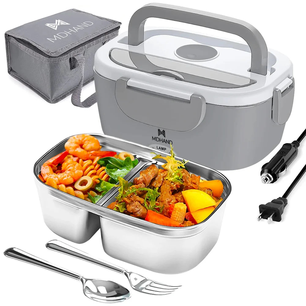Stainless Steel Electric Lunch Box Food Warmer Leakproof Portable