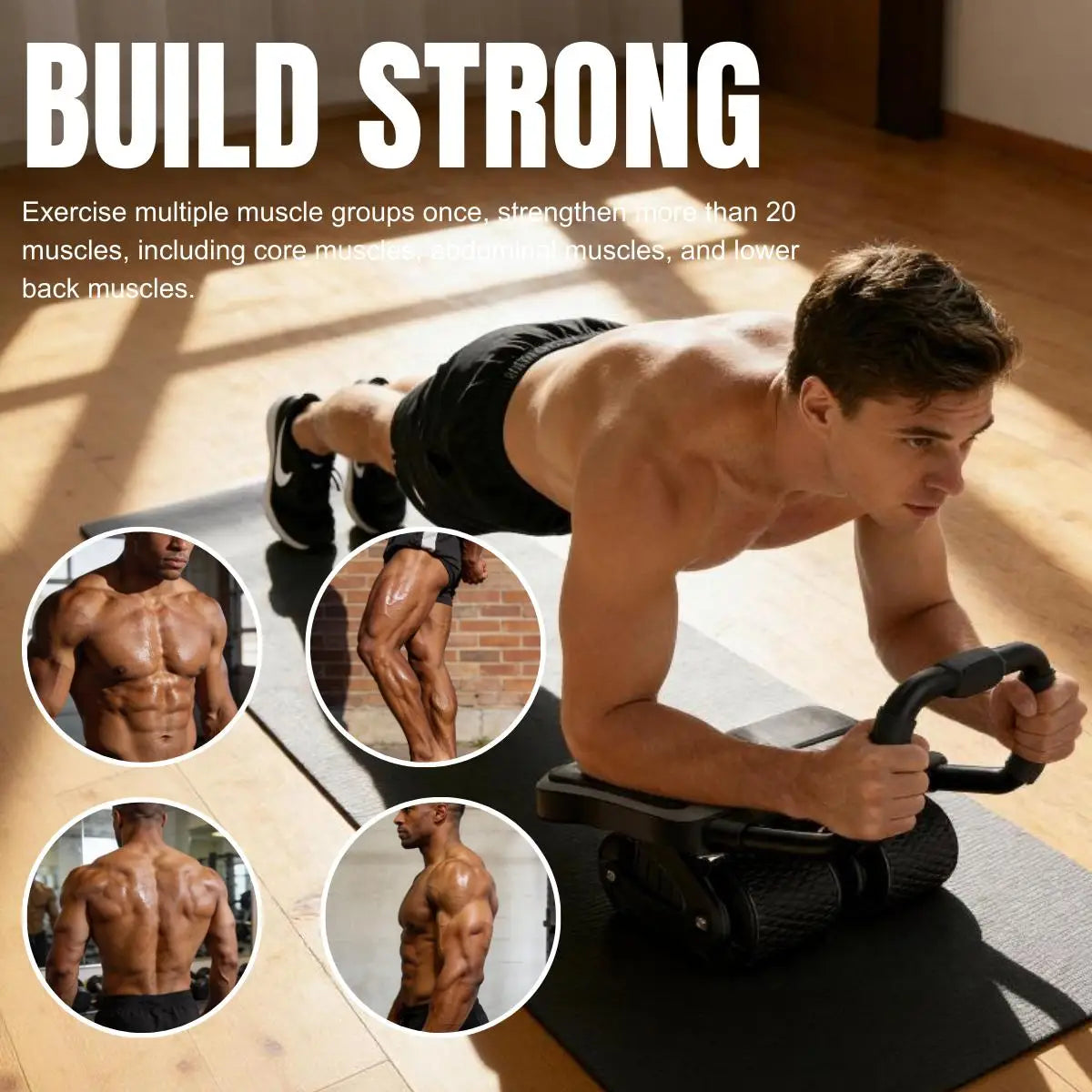 Ab Wheel Roller With Elbow Support And Knee Mat
