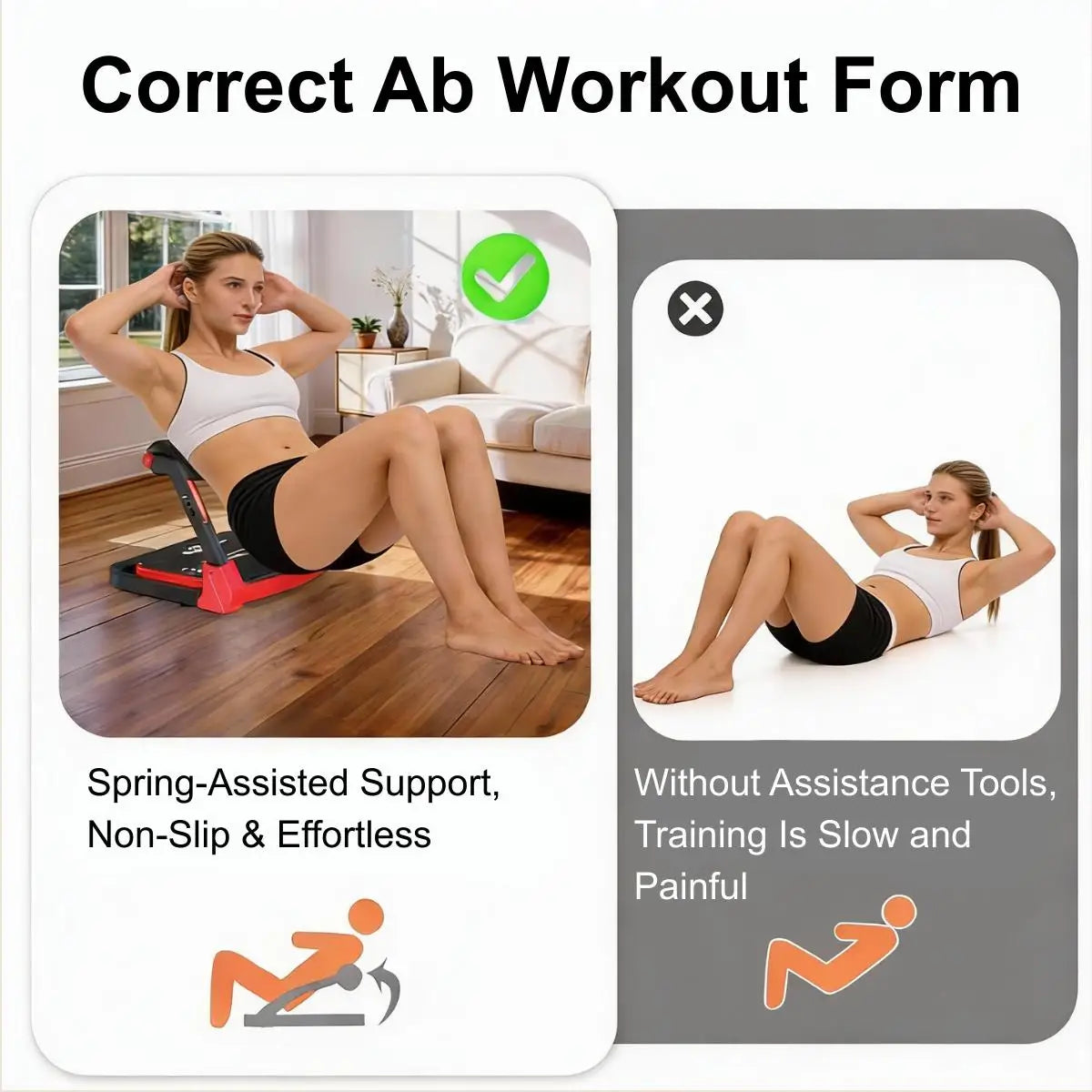 Abdominal Trainer Foldable Home Workout Machine With 3 Resistance Levels