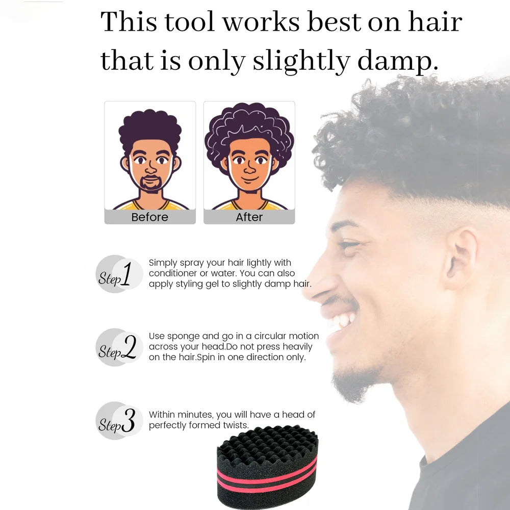 2 In 1 Afro Curling Sponge And Stainless Steel Pick