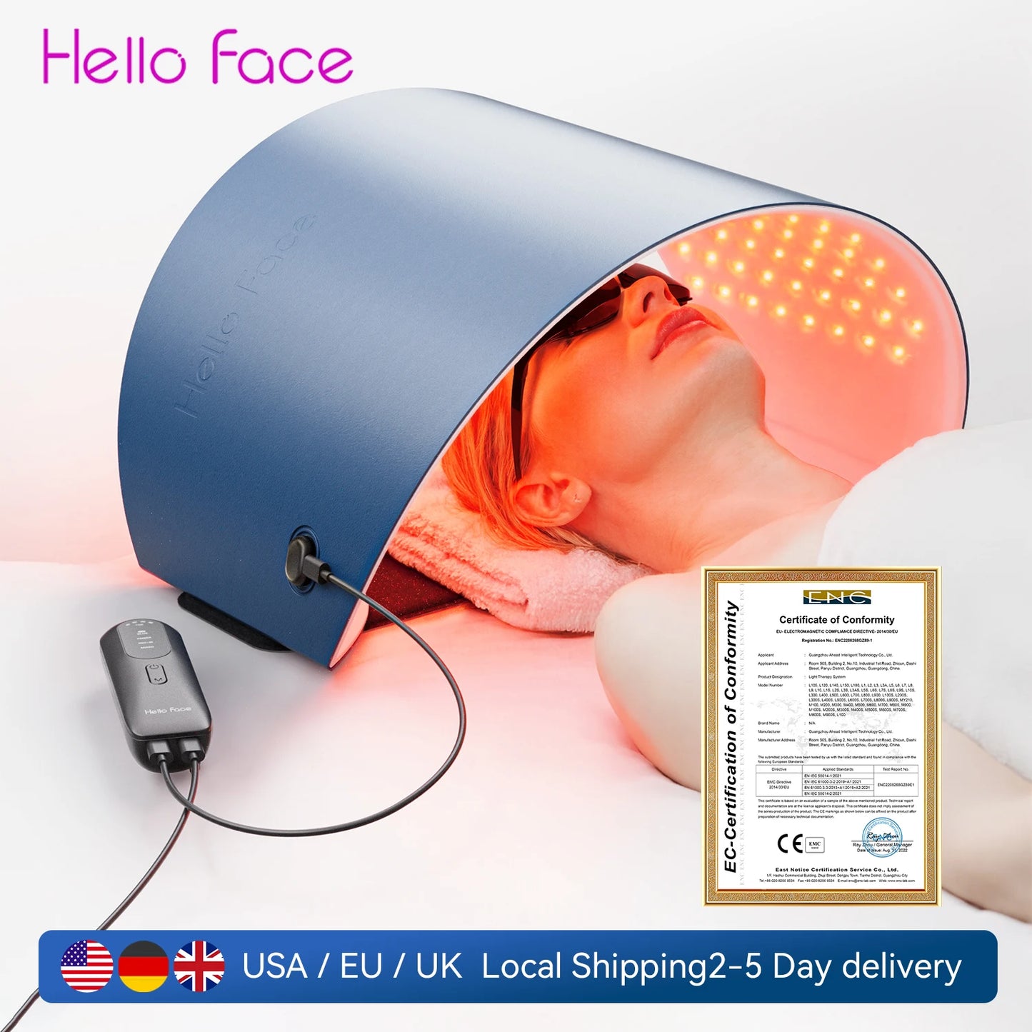 Hello Face L6 LED Light Mask 630nm And 850nm NIR Skin Friendly Fabric