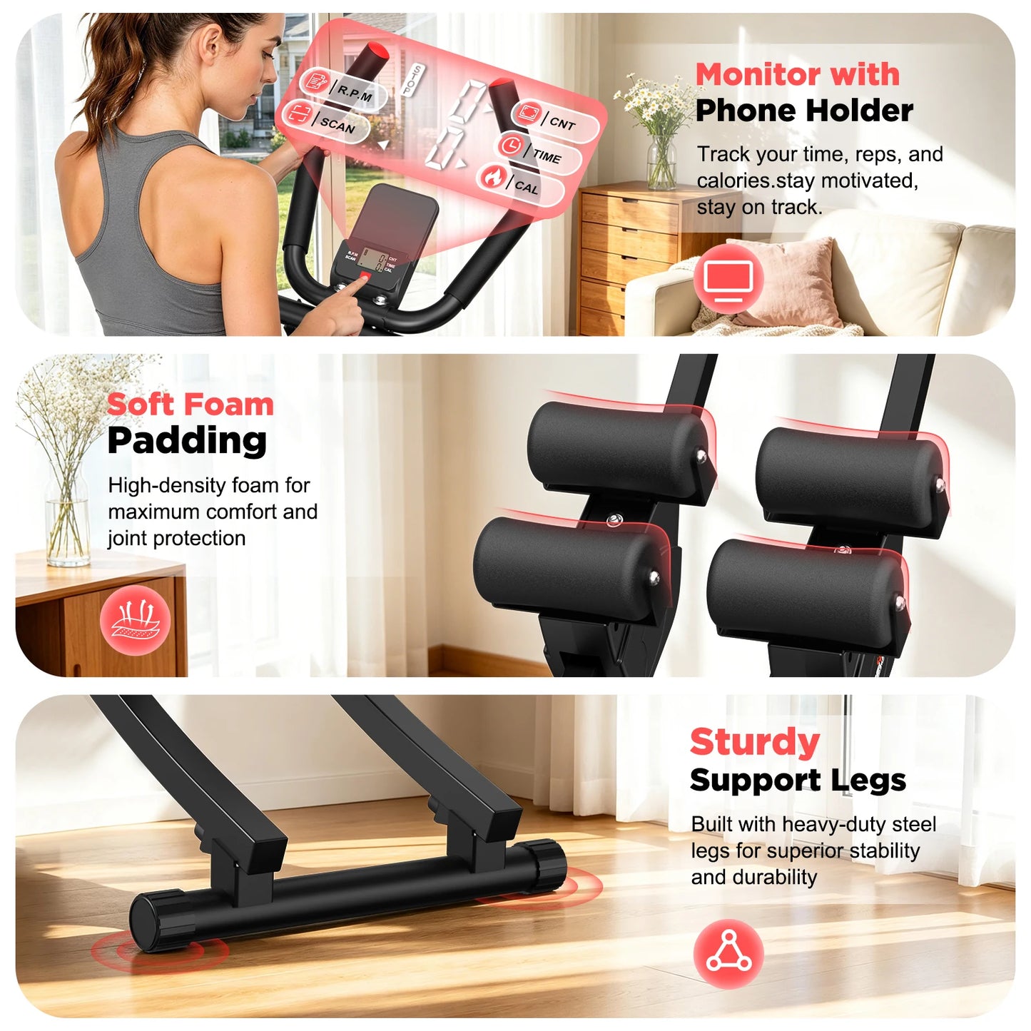 Dual Track Ab Machine Home Fitness Foldable Core Trainer